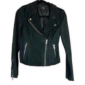 Tokyo Darling 100% Suede Leather Zip Moto grunge Jacket Black
